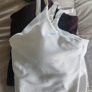 Athleta White Sleeveless Crop Top Sports Bras